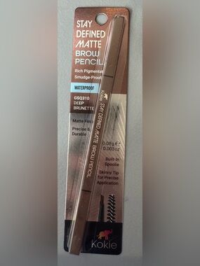 Kokie Stay Defined Matte finish Brow Pencil waterproof Deep Brunette precise